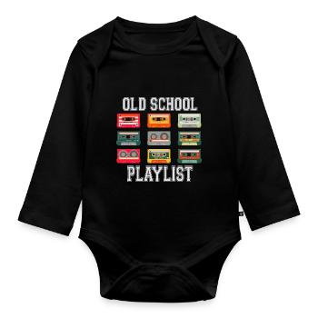 Kassette Tape Musik Old School Playlist Retro - Baby Bio-Langarm-Body - Schwarz - Vorne