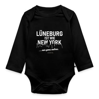 Lüneburg ist wie New York ... - Baby Bio-Langarm-Body - Schwarz - Vorne