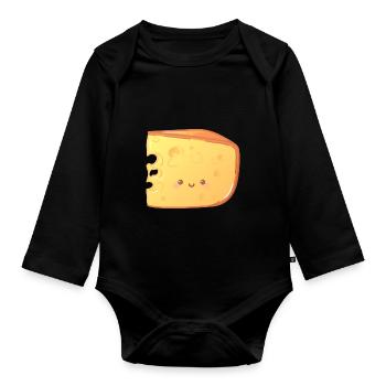 Cheese - Organic Longsleeve Baby Bodysuit - black - Front