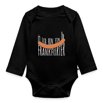 Ich bin ein Frankfurter - Frankfurter Würstchen - Baby Bio-Langarm-Body - Schwarz - Vorne