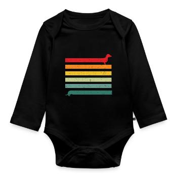 Dachshund Dog Gift Funny Statement Dog Retro - Organic Longsleeve Baby Bodysuit - black - Front