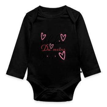 Valentinstag Jahrestag Romantik Sprüche Verliebte - Baby Bio-Langarm-Body - Schwarz - Vorne