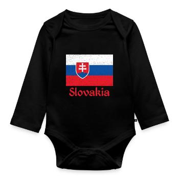 Slowakia Slowakei Wappen Flagge Europa Slowakisch - Baby Bio-Langarm-Body - Schwarz - Vorne