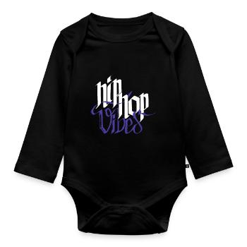 Hip Hop Vibes Kurzarm HipHop Streetwear Weiß - Baby Bio-Langarm-Body - Schwarz - Vorne