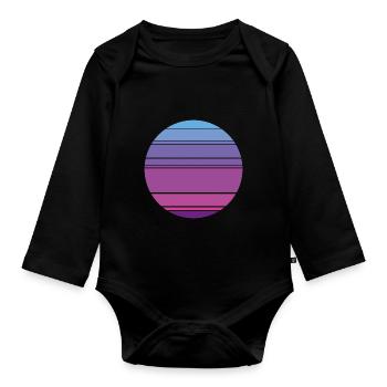 Retro Sunset Hintergrund Kreis - Baby Bio-Langarm-Body - Schwarz - Vorne