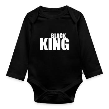 Black king - Body Bébé bio manches longues - noir - Devant