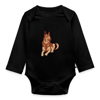 Adorable chien mignon pour les amoureux des - Body Bébé bio manches longues - noir - Devant