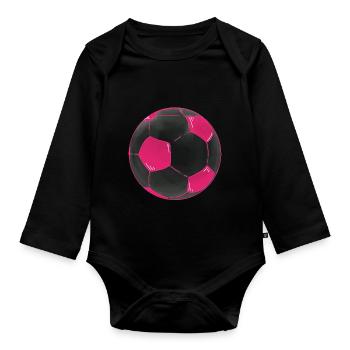 Football Pink Black Footballs Sticker - Organic Longsleeve Baby Bodysuit - black - Front