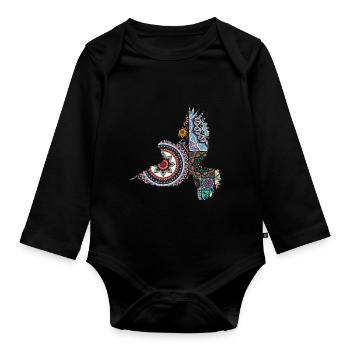 Dekorativer Vogel - Baby Bio-Langarm-Body - Schwarz - Vorne