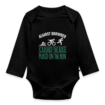 Motif de triathlon pour triathlètes - Body Bébé bio manches longues - noir - Devant
