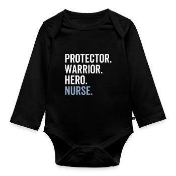 Protecteur Guerrier Héros Infirmière - Body Bébé bio manches longues - noir - Devant