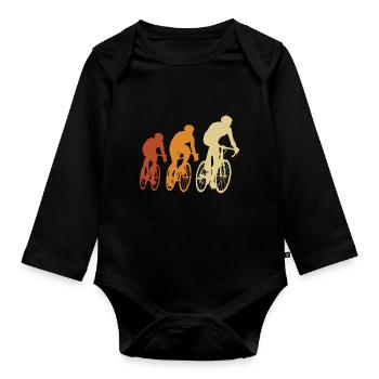 bike bike bike bikes cycling club - Organic Longsleeve Baby Bodysuit - black - Front