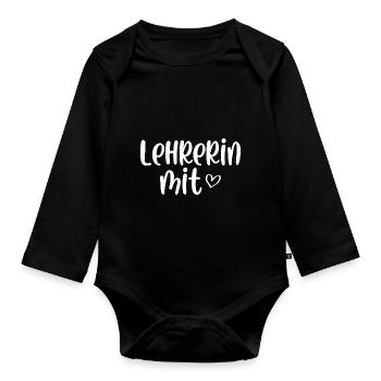 Lehrerin mit Herz - Baby Bio-Langarm-Body - Schwarz - Vorne