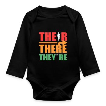 Their there they are primary school teachers Poison - Organic Longsleeve Baby Bodysuit - black - Front