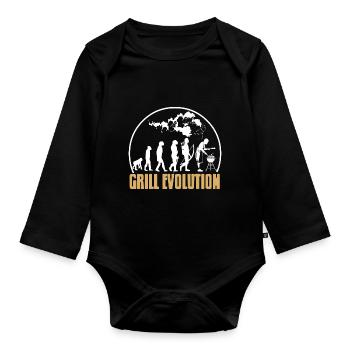 Grill Evolution Awesome Grilling T-Shirt Present - Organic Longsleeve Baby Bodysuit - black - Front