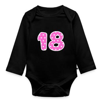 Numéro 18 - Body Bébé bio manches longues - noir - Devant