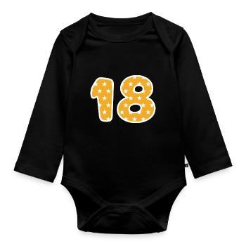 Numéro 18 - Body Bébé bio manches longues - noir - Devant
