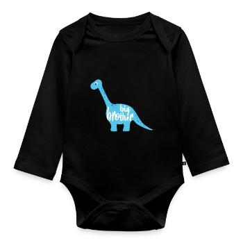 Dino Dinosaurier Langhals blau big brother - Baby Bio-Langarm-Body - Schwarz - Vorne