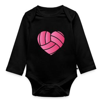 volleyball pink heart ball Design for a volleyball - Organic Longsleeve Baby Bodysuit - black - Front