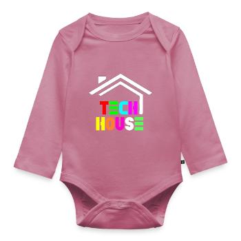 tech house - Organic Longsleeve Baby Bodysuit - mauve - Front
