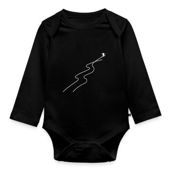 Skier on the slopes, minimalism, white - Organic Longsleeve Baby Bodysuit - black - Front