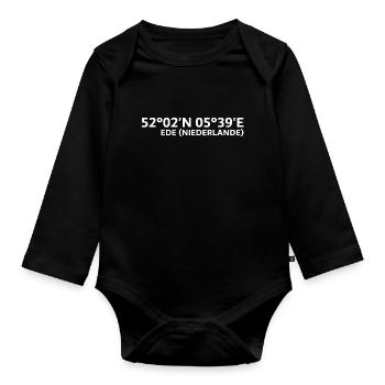 Ede (Netherlands) coordinates - Organic Longsleeve Baby Bodysuit - black - Front