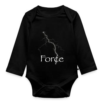 Force de la nature - éclair - Body Bébé bio manches longues - noir - Devant