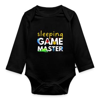SLEEPING GAME MASTER DRAGONS ADVENTURES RPG - Organic Longsleeve Baby Bodysuit - black - Front