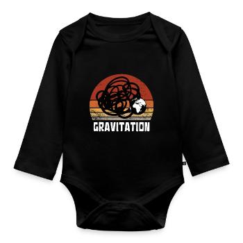 GRAVITATION PLANETE TERRE VINTAGE SUNSET - Body Bébé bio manches longues - noir - Devant