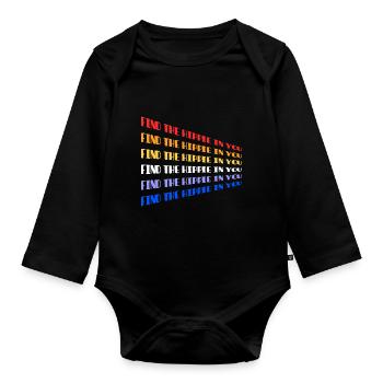 FIND THE HIPPIE IN YOU - Organic Longsleeve Baby Bodysuit - black - Front