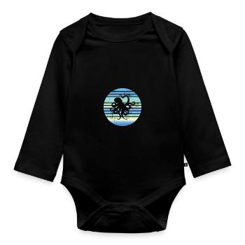 Octopus Marine Biologist - Organic Longsleeve Baby Bodysuit - black - Front