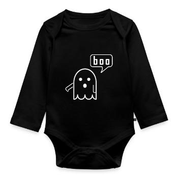 boo fantôme - Body Bébé bio manches longues - noir - Devant