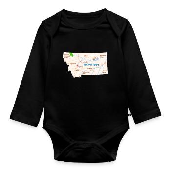 Montana Map Design für stolze Montaner - Baby Bio-Langarm-Body - Schwarz - Vorne