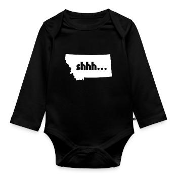 Silence Montana Design für stolze Montaner - Baby Bio-Langarm-Body - Schwarz - Vorne