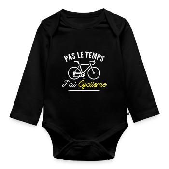 j ai cyclisme / humour cycliste / j'ai vélo - Body Bébé bio manches longues - noir - Devant