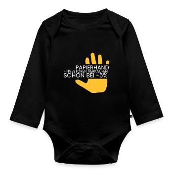 Papierhände verkaufen sofort - Baby Bio-Langarm-Body - Schwarz - Vorne