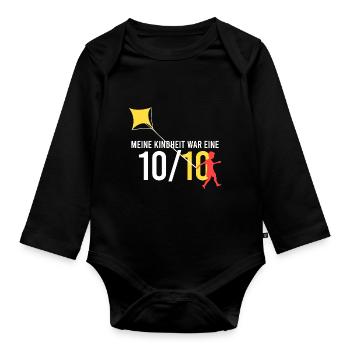 meine Kindheit war eine 10/10 - Baby Bio-Langarm-Body - Schwarz - Vorne