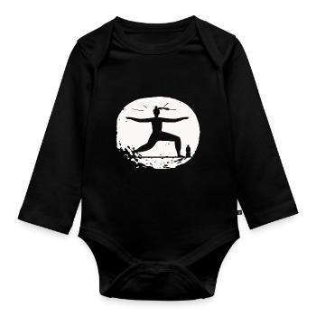 Yoga - Relax Quality of life - Organic Longsleeve Baby Bodysuit - black - Front