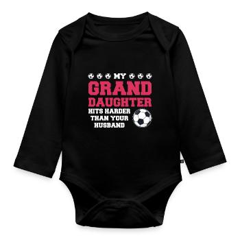 Fußball Oma Enkelin Fußball Oma Sport Geschenk - Baby Bio-Langarm-Body - Schwarz - Vorne