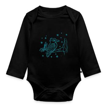 Vogel - Fliegen - Naturschutz Tierfreund - Zoo - Baby Bio-Langarm-Body - Schwarz - Vorne