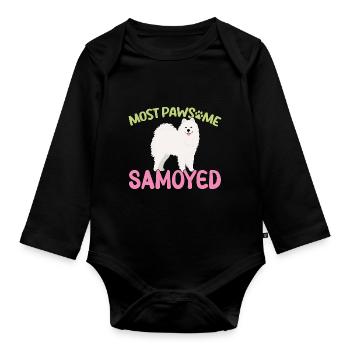 MostPAWSOME Samojeden - Baby Bio-Langarm-Body - Schwarz - Vorne