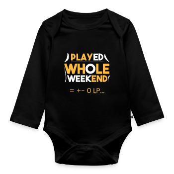 Played all weekend = +- 0 LP. - Organic Longsleeve Baby Bodysuit - black - Front