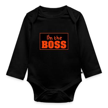 Je suis le Boss - Body Bébé bio manches longues - noir - Devant