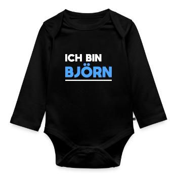 Björn Name Spruch für stolze Björns - Baby Bio-Langarm-Body - Schwarz - Vorne