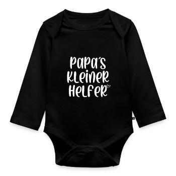 Papas kleiner Helfer - Baby Bio-Langarm-Body - Schwarz - Vorne