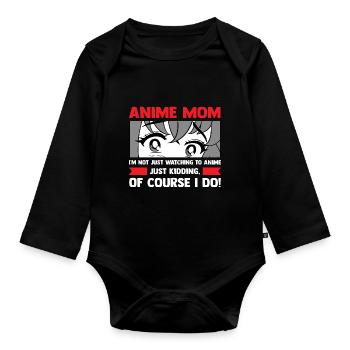 anime merch Anime anime mom Geschenk - Baby Bio-Langarm-Body - Schwarz - Vorne