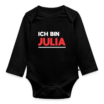Julia Name Spruch für stolze Julias - Baby Bio-Langarm-Body - Schwarz - Vorne