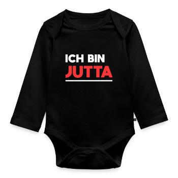 Jutta Name Spruch für stolze Juttas - Baby Bio-Langarm-Body - Schwarz - Vorne