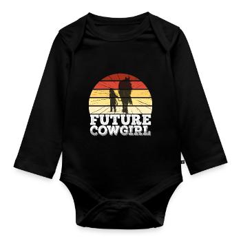 Futur cheval de lièvre de l’Ouest - Body Bébé bio manches longues - noir - Devant