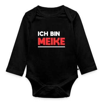 Meike Name Spruch für stolze Meikes - Baby Bio-Langarm-Body - Schwarz - Vorne